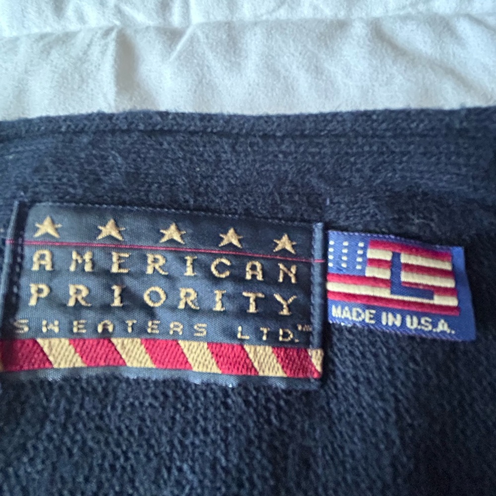 Vintage‎ 80s Men's Navy Blue Cardigan Sweater #academia - Picture 3 of 4